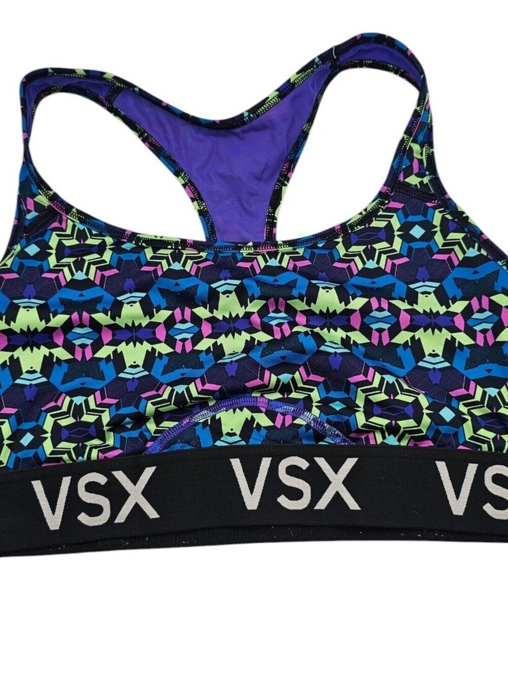 VSX Victorias Secret Sports Bra Sz L Racerback Bright Neon Print